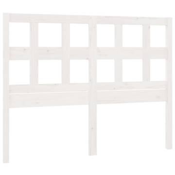 Stylish White Bed Headboard - Solid Pine Wood 145.5x4x100 cm