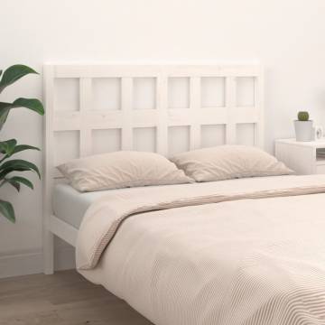 Stylish White Bed Headboard - Solid Pine Wood 145.5x4x100 cm