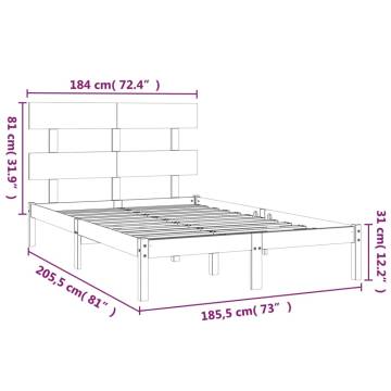 Grey Solid Wood Bed Frame 180x200 cm | Super King Size