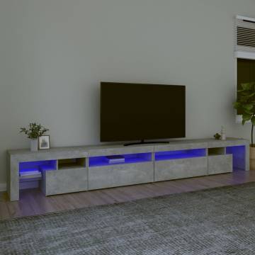 Modern TV Cabinet with LED Lights - Concrete Grey 290x36.5x40 cm