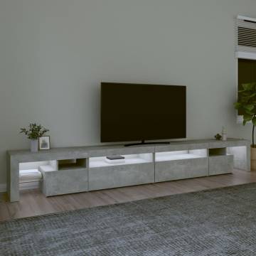 Modern TV Cabinet with LED Lights - Concrete Grey 290x36.5x40 cm