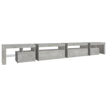 Modern TV Cabinet with LED Lights - Concrete Grey 290x36.5x40 cm