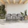 9 Piece Garden Dining Set Grey and Black Poly Rattan and Steel Size 200 cm table length Number of 8 