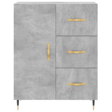 Stylish Highboard Concrete Grey - 69.5x34x180 cm