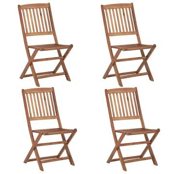 Folding Outdoor Chairs Set of 4 - Solid Acacia Wood