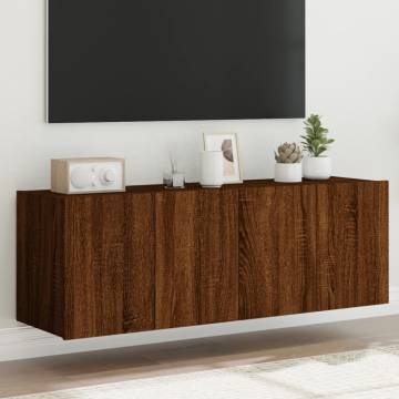 Stylish TV Wall Cabinets with LED Lights - 2 pcs Brown Oak