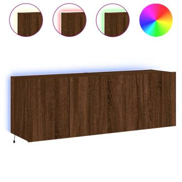 Stylish TV Wall Cabinets with LED Lights - 2 pcs Brown Oak