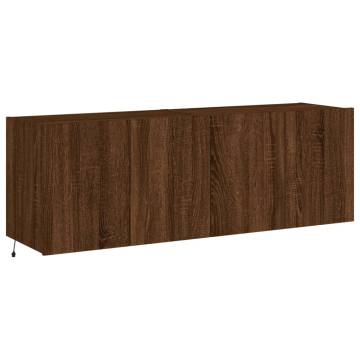 Stylish TV Wall Cabinets with LED Lights - 2 pcs Brown Oak