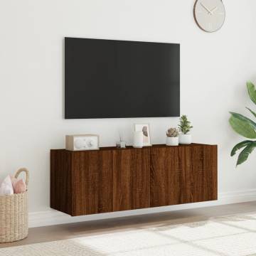 Stylish TV Wall Cabinets with LED Lights - 2 pcs Brown Oak