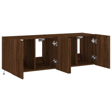 Stylish TV Wall Cabinets with LED Lights - 2 pcs Brown Oak