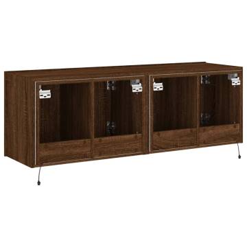 Stylish TV Wall Cabinets with LED Lights - 2 pcs Brown Oak