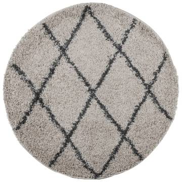 Shaggy Rug High Pile Modern Beige/Anthracite Ø 80 cm | HipoMarket