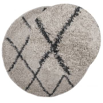 Shaggy Rug High Pile Modern Beige/Anthracite Ø 80 cm | HipoMarket