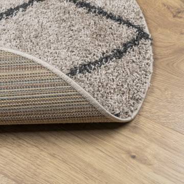 Shaggy Rug High Pile Modern Beige/Anthracite Ø 80 cm | HipoMarket