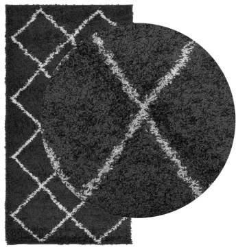 Shaggy Rug High Pile Black & Cream 80x150 cm | Hipomarket