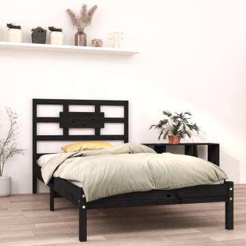 Black Solid Wood Bed Frame 90X190 cm - Stylish & Sturdy