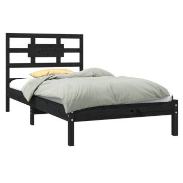 Black Solid Wood Bed Frame 90X190 cm - Stylish & Sturdy