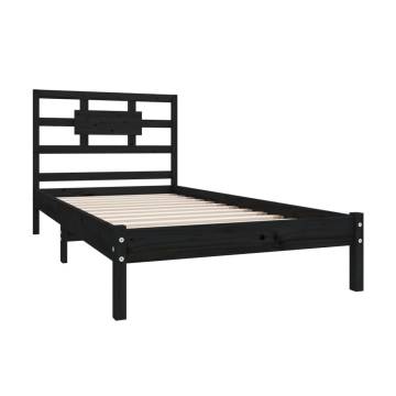 Black Solid Wood Bed Frame 90X190 cm - Stylish & Sturdy