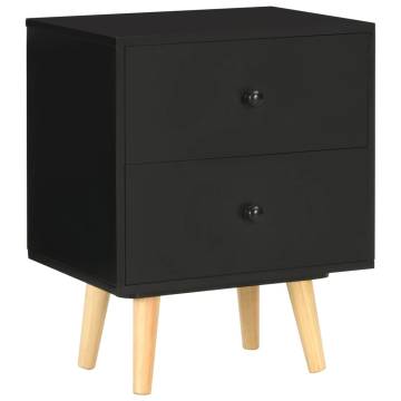 Stylish Black Bedside Cabinets - Scandinavian Design (2 pcs)