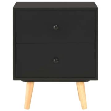 Stylish Black Bedside Cabinets - Scandinavian Design (2 pcs)