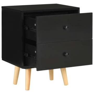 Stylish Black Bedside Cabinets - Scandinavian Design (2 pcs)