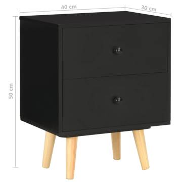 Stylish Black Bedside Cabinets - Scandinavian Design (2 pcs)