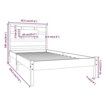 Black Solid Wood Bed Frame 90X190 cm - Stylish & Sturdy