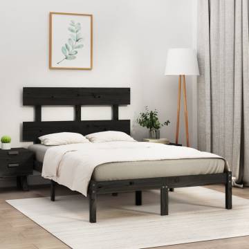 Black Solid Wood Bed Frame 135x190 cm Double - Hipomarket