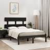 Bed Frame Black Solid Wood 135x190 cm Double Colour black Size 135 x 190 cm 