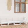 Garden 4-Seater Sofa White Solid Pinewood Colour white Quantity in Package 1 Cushion included no 