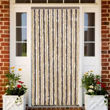 Fly Curtain Dark Brown & Beige 100x230 cm Chenille | Hipo Market