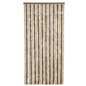 Fly Curtain Dark Brown & Beige 100x230 cm Chenille | Hipo Market