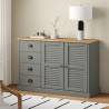 Sideboard with Drawers VIGO 113x40x75 cm Grey Solid Wood Pine Colour grey Quantity in Package 1 