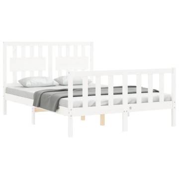 Bed Frame with Headboard White 120x200 cm - Solid Wood