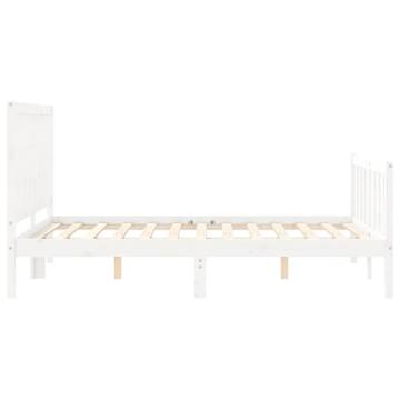 Bed Frame with Headboard White 120x200 cm - Solid Wood