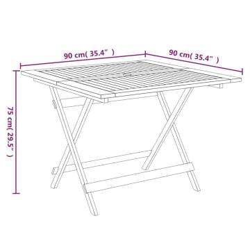 Folding Garden Table 90x90 cm | Solid Wood Acacia