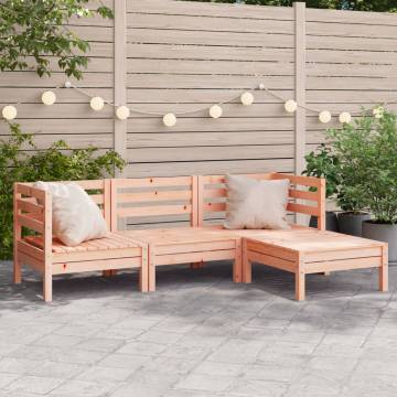 Garden Sofa 3-Seater with Footstool - Solid Wood Douglas