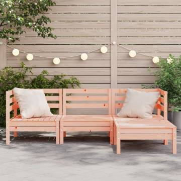 Garden Sofa 3-Seater with Footstool - Solid Wood Douglas