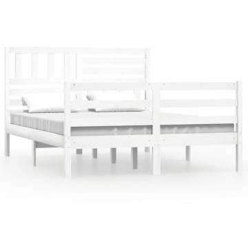 White Solid Wood Bed Frame 160x200 cm - Timeless Design