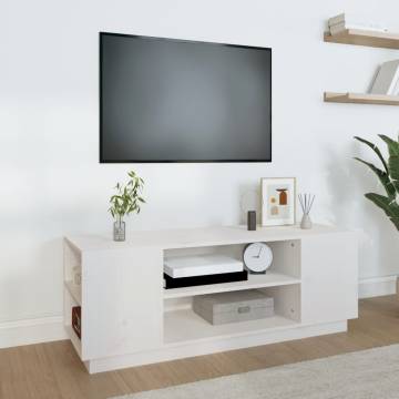 White Solid Wood Pine TV Cabinet - 110x35x40.5 cm