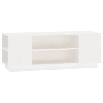 White Solid Wood Pine TV Cabinet - 110x35x40.5 cm