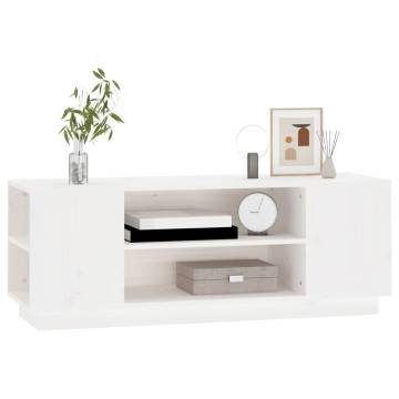 White Solid Wood Pine TV Cabinet - 110x35x40.5 cm