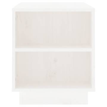 White Solid Wood Pine TV Cabinet - 110x35x40.5 cm