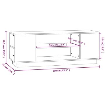 White Solid Wood Pine TV Cabinet - 110x35x40.5 cm