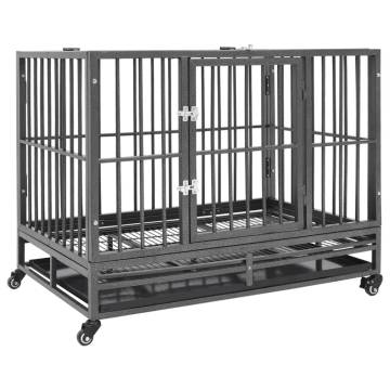 Dog Cage with Wheels | Steel Pet Enclosure 92x62x76 cm