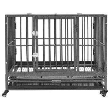 Dog Cage with Wheels | Steel Pet Enclosure 92x62x76 cm