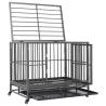 Dog Cage with Wheels | Steel Pet Enclosure 92x62x76 cm