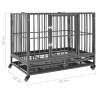 Dog Cage with Wheels | Steel Pet Enclosure 92x62x76 cm