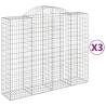 Arched Gabion Baskets - 3 pcs Galvanised Iron | HipoMarket UK