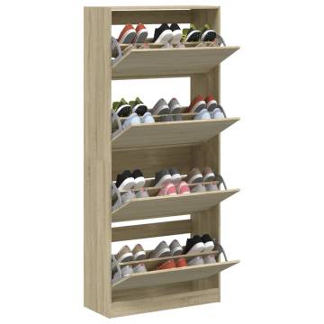 Shoe Cabinet with 4 Flip-Drawers - Sonoma Oak 80x34x187.5 cm